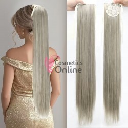 Extensie de par coada dreapta cu snur si pini 70  cm Silver Blonde Mixt  CYF715418889A